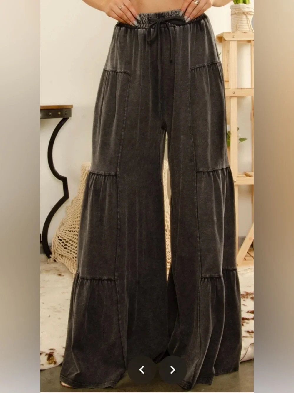 Velvet Washed Charcoal Tiered Maxi Skirt - Picture 2 of 11